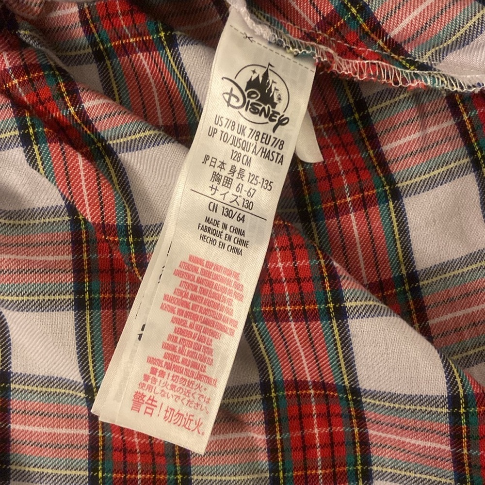 🎄 Disney store Minnie Mouse holiday plaid nightshirt size 7/8 GUC! - Picture 6 of 8